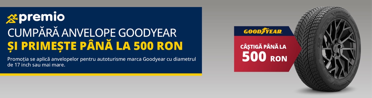 Promoție Goodyear: cashback de până la 500 lei